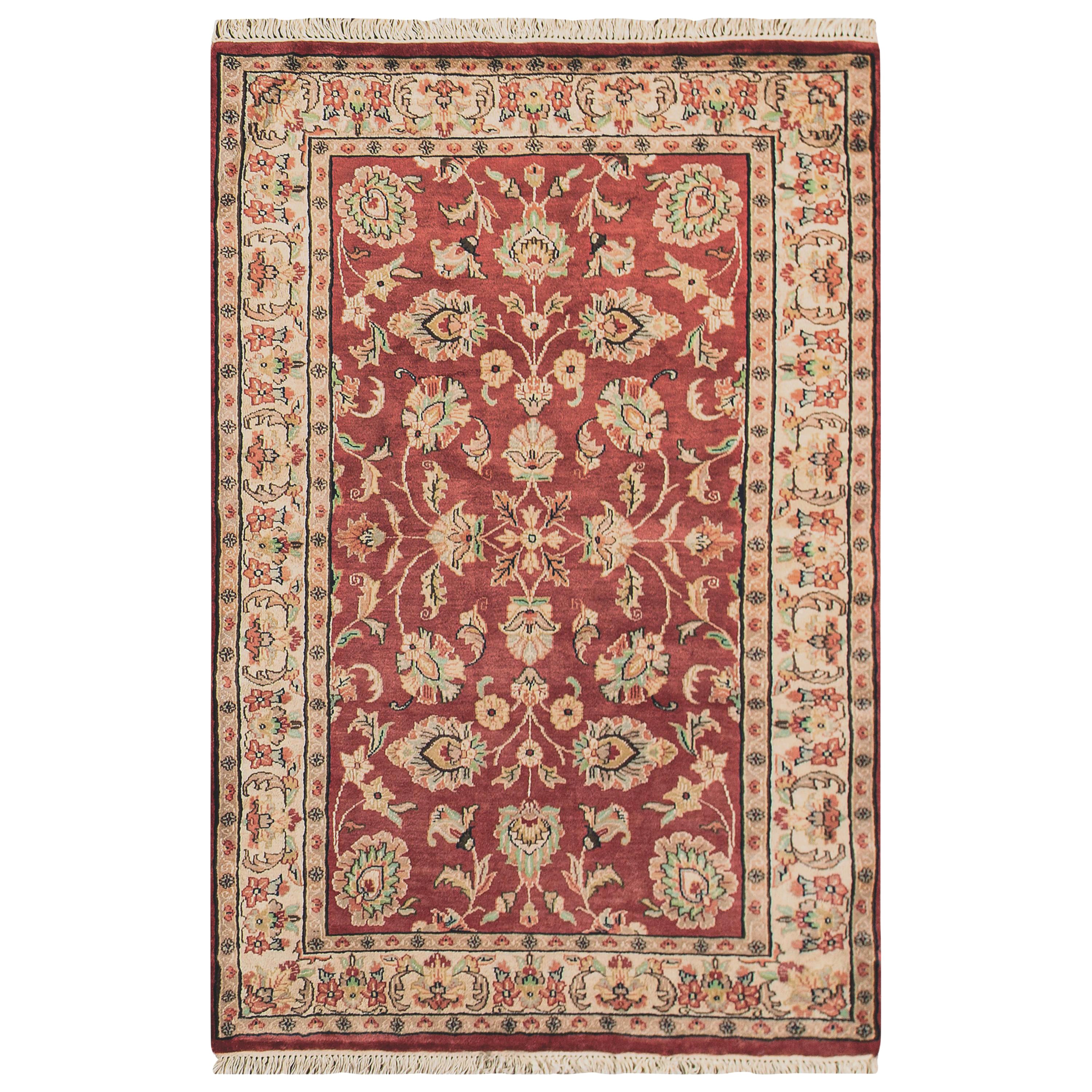 Hand Woven Luxury Kashan Rust / Ivory Area Rug For Sale