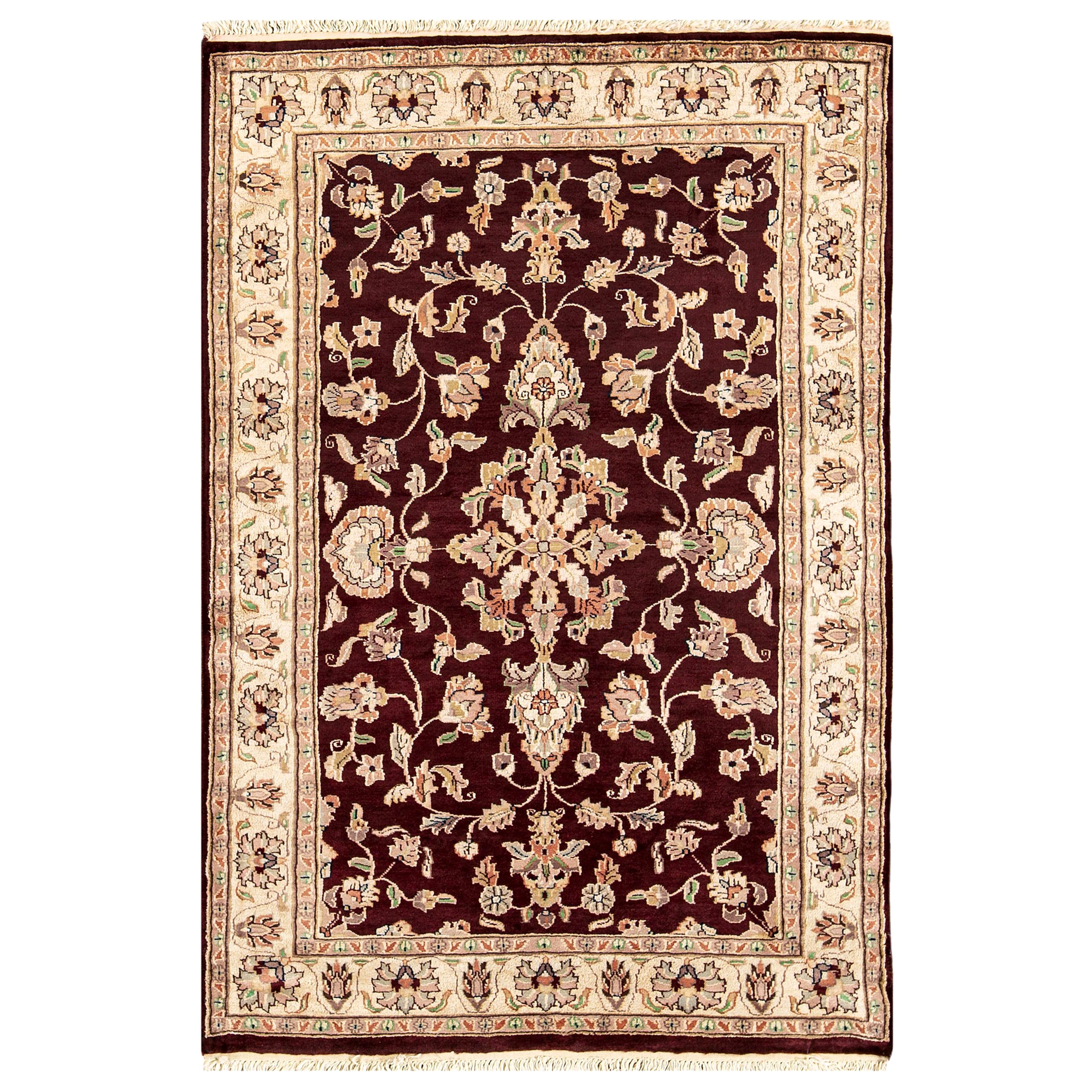 Hand Woven Luxury  Kashan Wine / Ivory Area Rug For Sale
