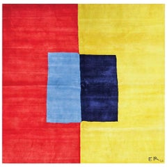 Exclusive Artistic Rug by Contemporary Artist Ellen Richman, Red and Yellow