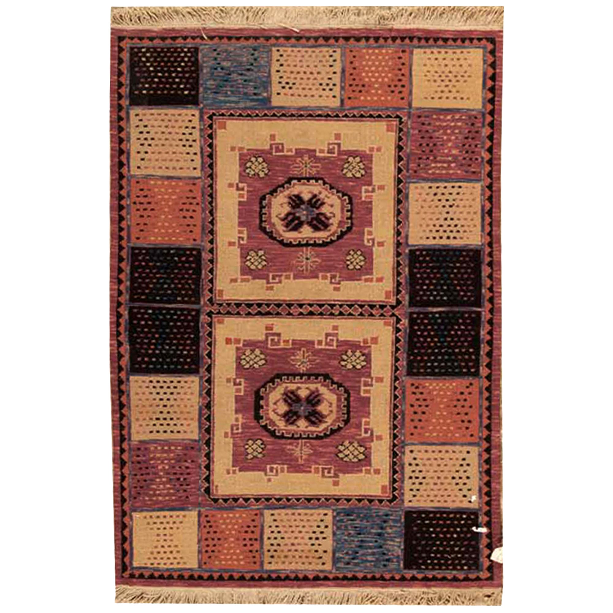 Tapis de luxe en laine Sumack multicolore tissé à la main 4''x6'' en vente