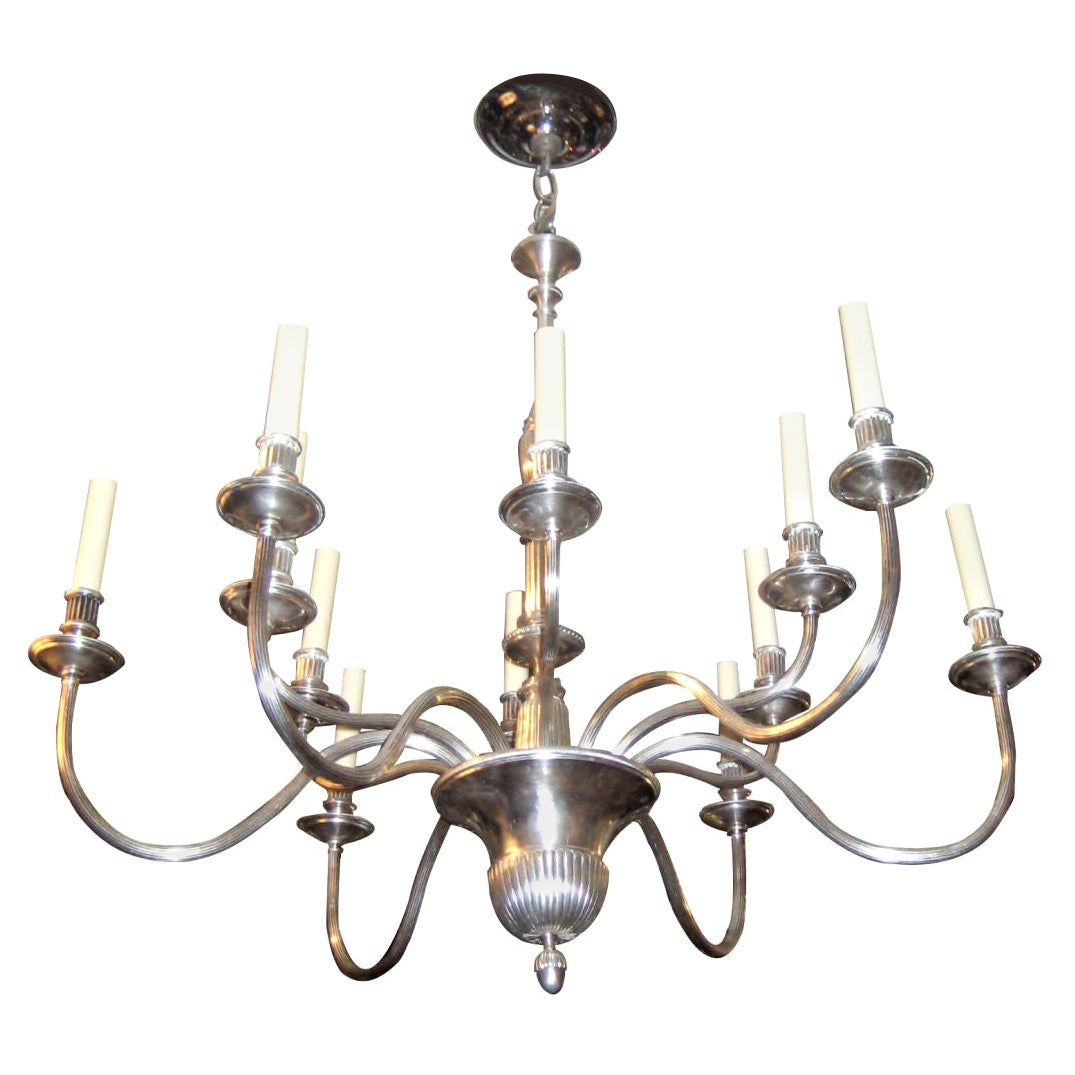 Silver Plated Chandelier For Sale