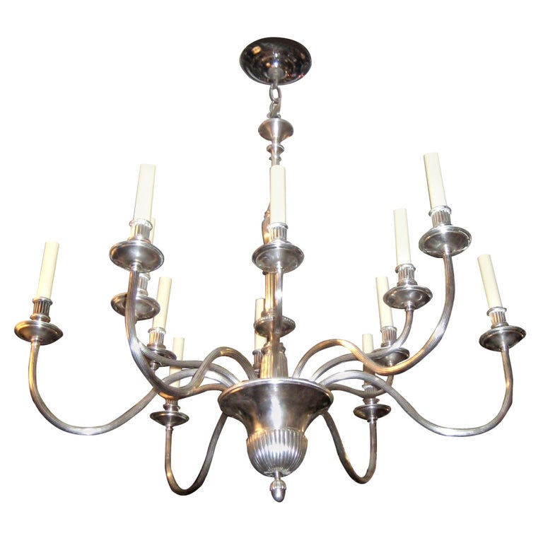 Silver Plated Chandelier For Sale at 1stDibs