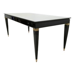 Vintage Lacquered Beech Dining Table by Paolo Buffa with Taupe Glass Top, Italy