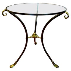 French Maison Baguès Style Brass Table or Guéridon with Glass Top
