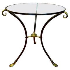 French Maison Baguès Style Brass Table or Guéridon with Glass Top