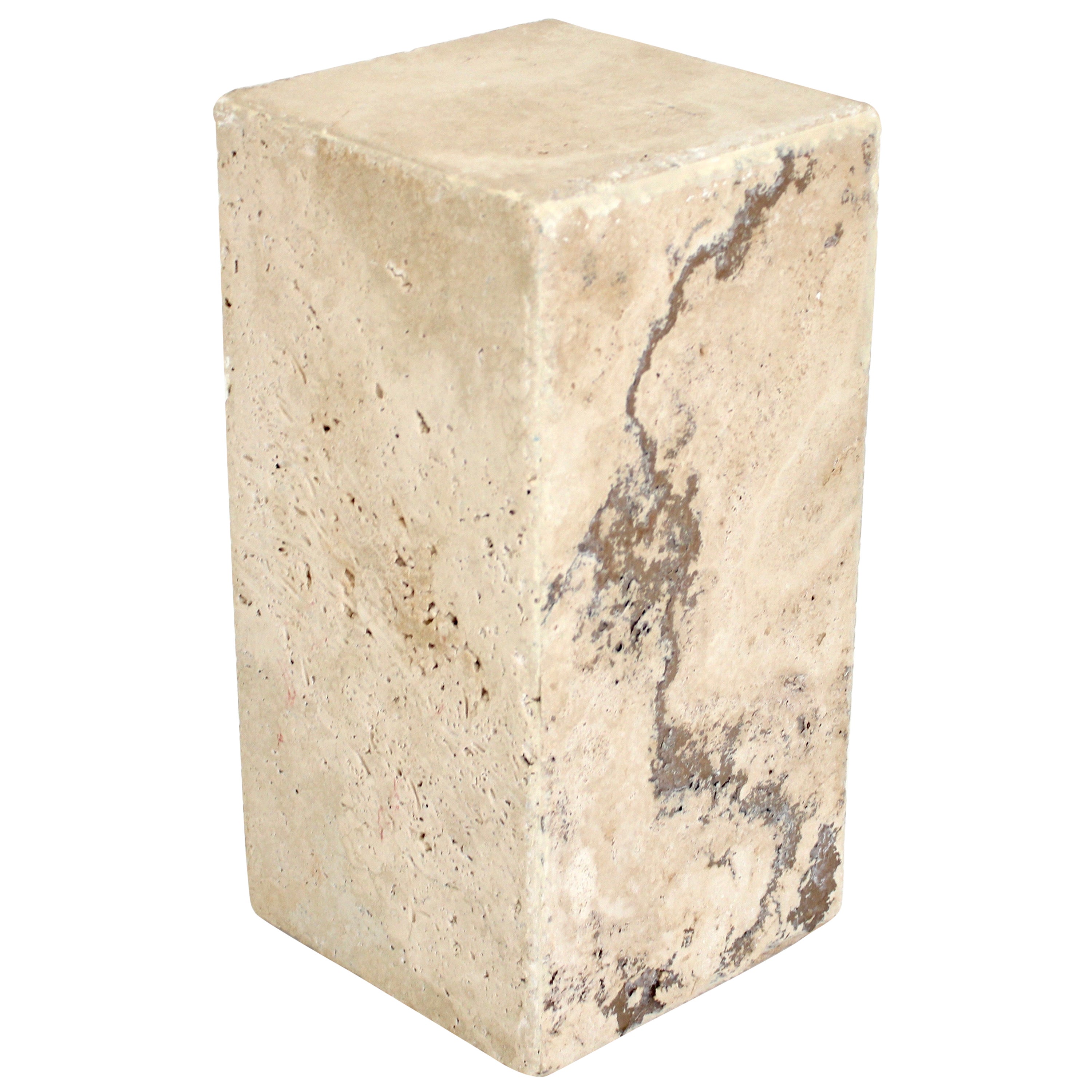 Sculptural Travertine Marble Pedestal or Side Table at 1stDibs