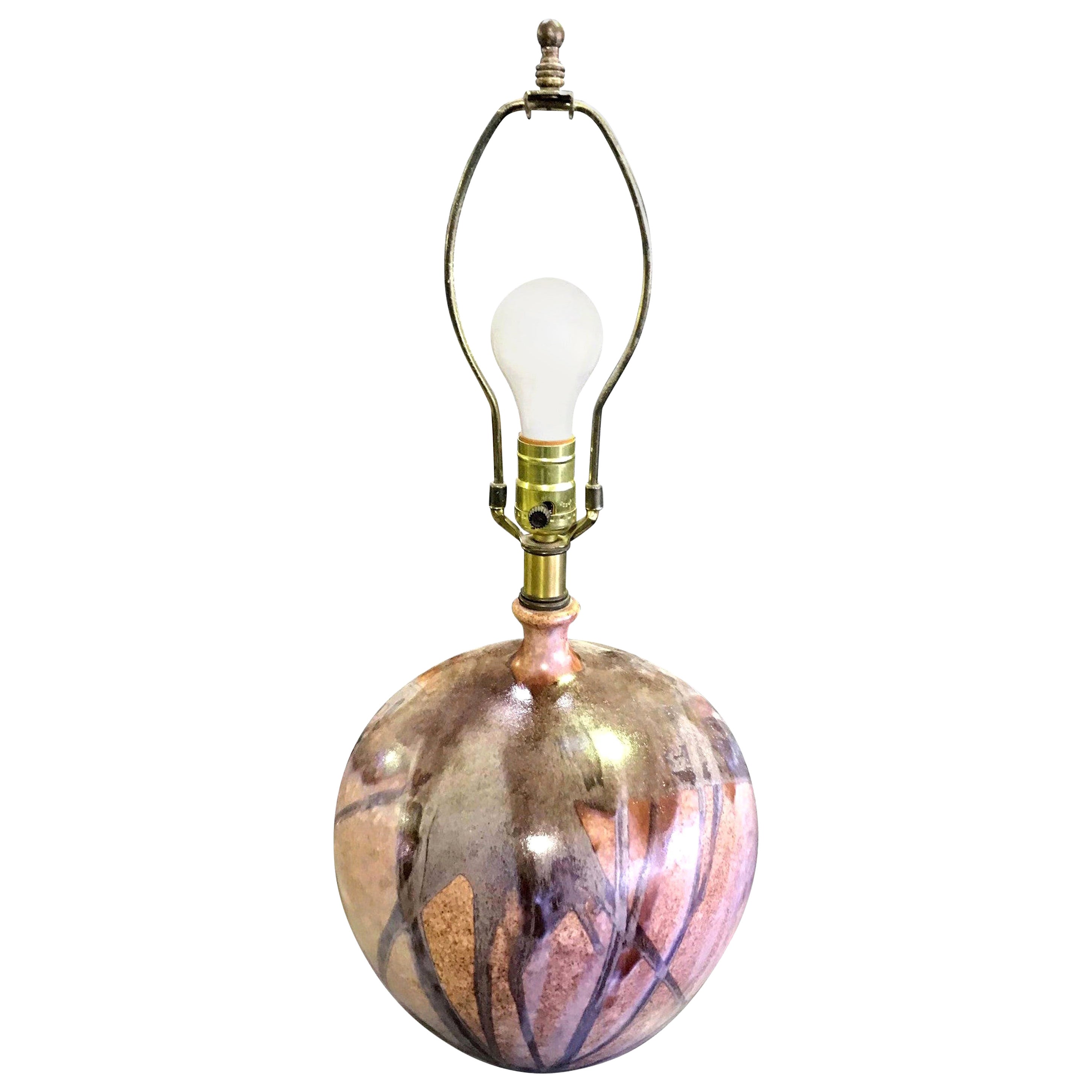 Mid-Century Modern Drip Glaze Studio Ceramic Pottery Table Lamp