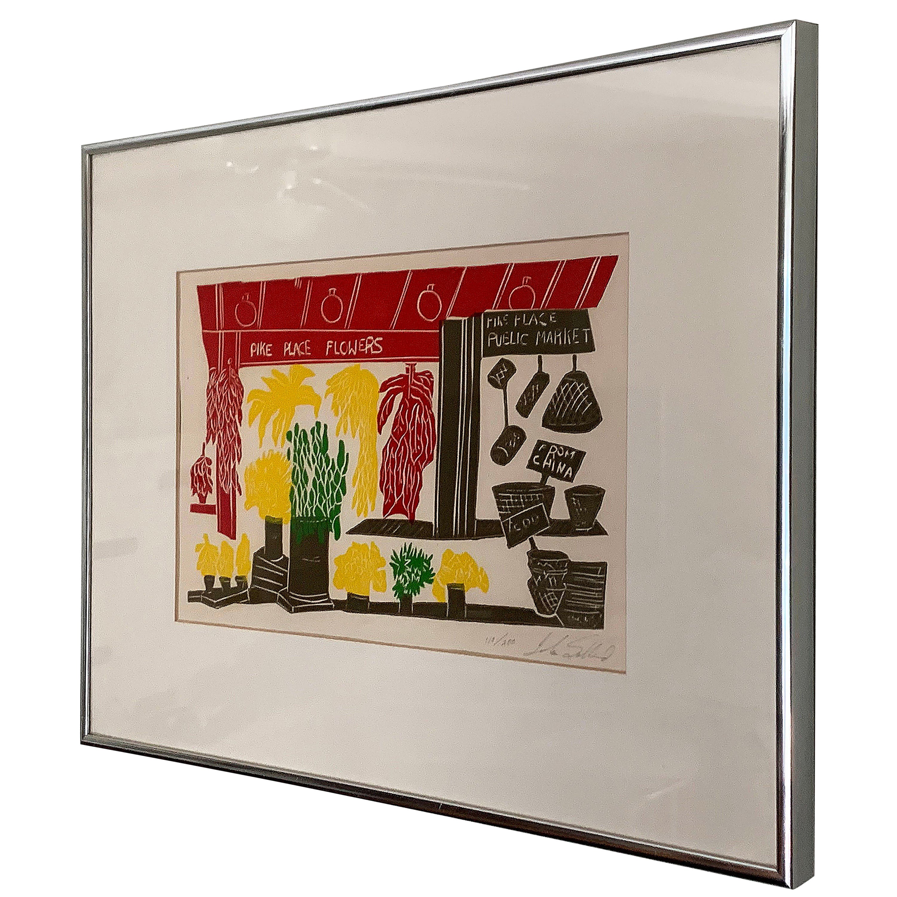 Large and Colorful Abstract Reverse Screen Print on Acrylic, circa 1978