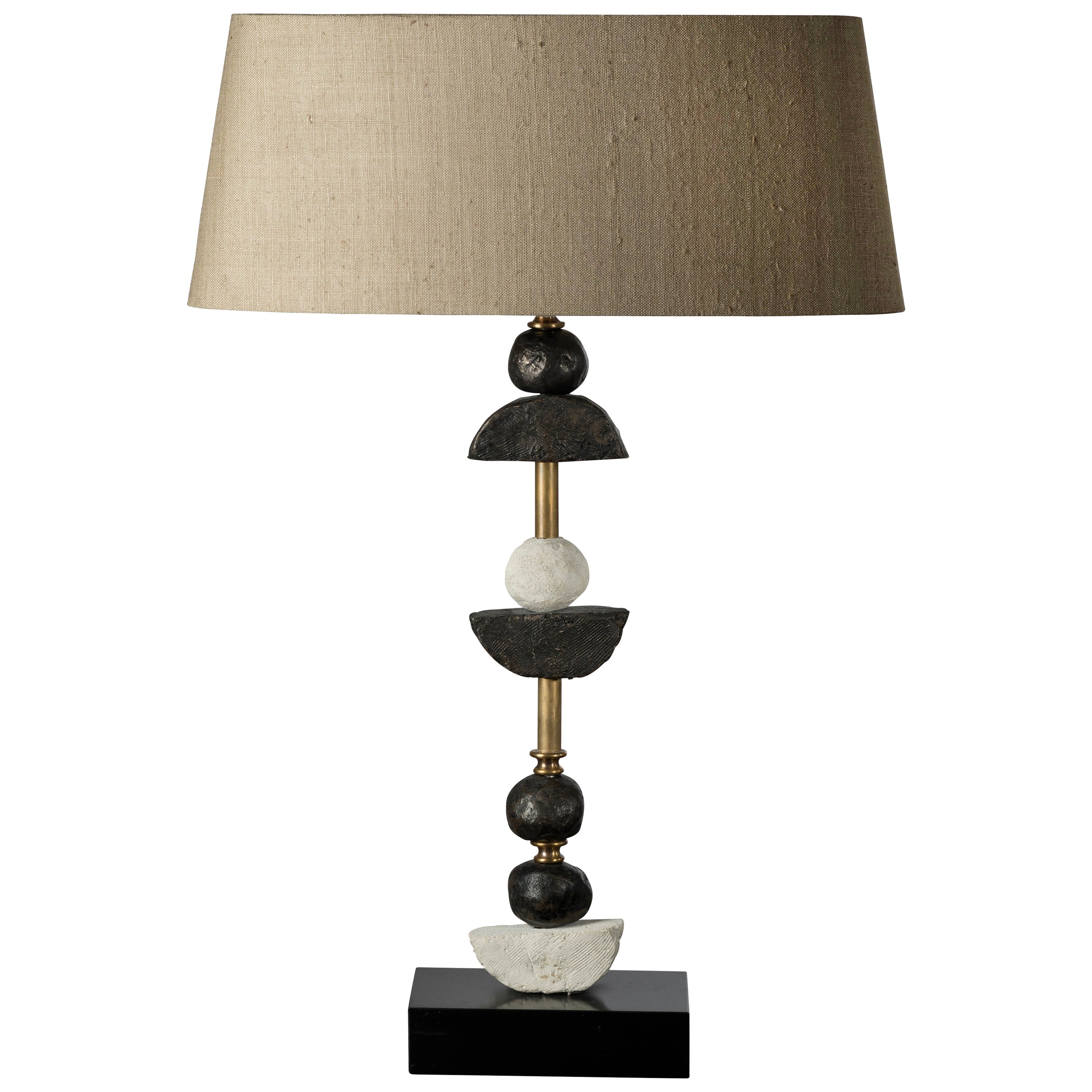 New York, Sculpted Contemporary Table Lamp, WhiteResin with 24Karat Gold Leaf For Sale at 1stDibs