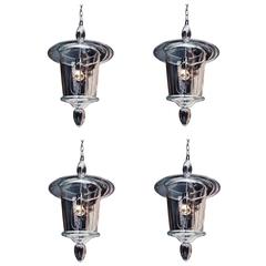 Four Clear Murano Glass Lanterns or Pendants 2