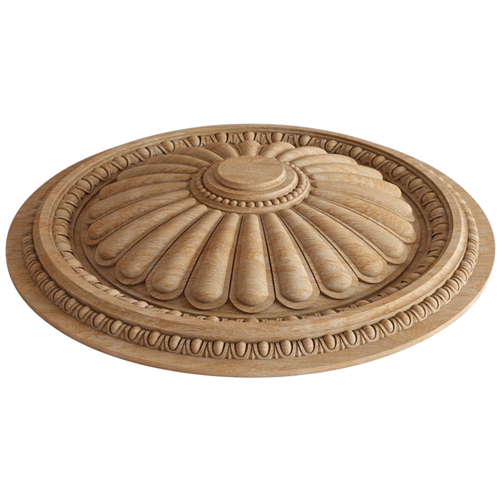 Decorative Wood Rosette Door Trim, Unfinished Carved Wood Medallion For