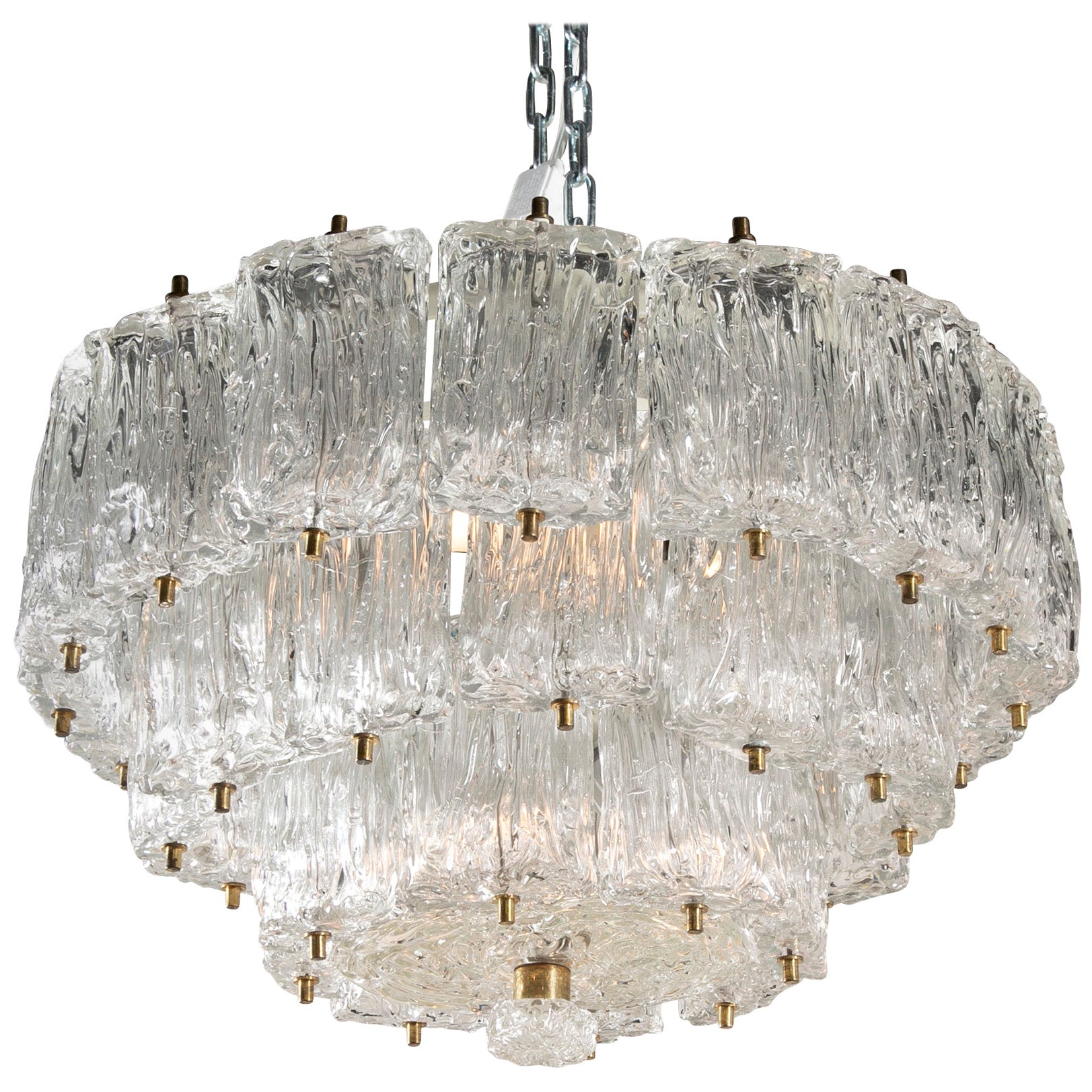 Mid-Century Three-Tier Murano Glass Chandelier with Palm Motif For Sale ...