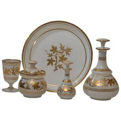 19th Century Baccarat Five-Piece Opaline Water Set with Gilt Enamel Decoration 11