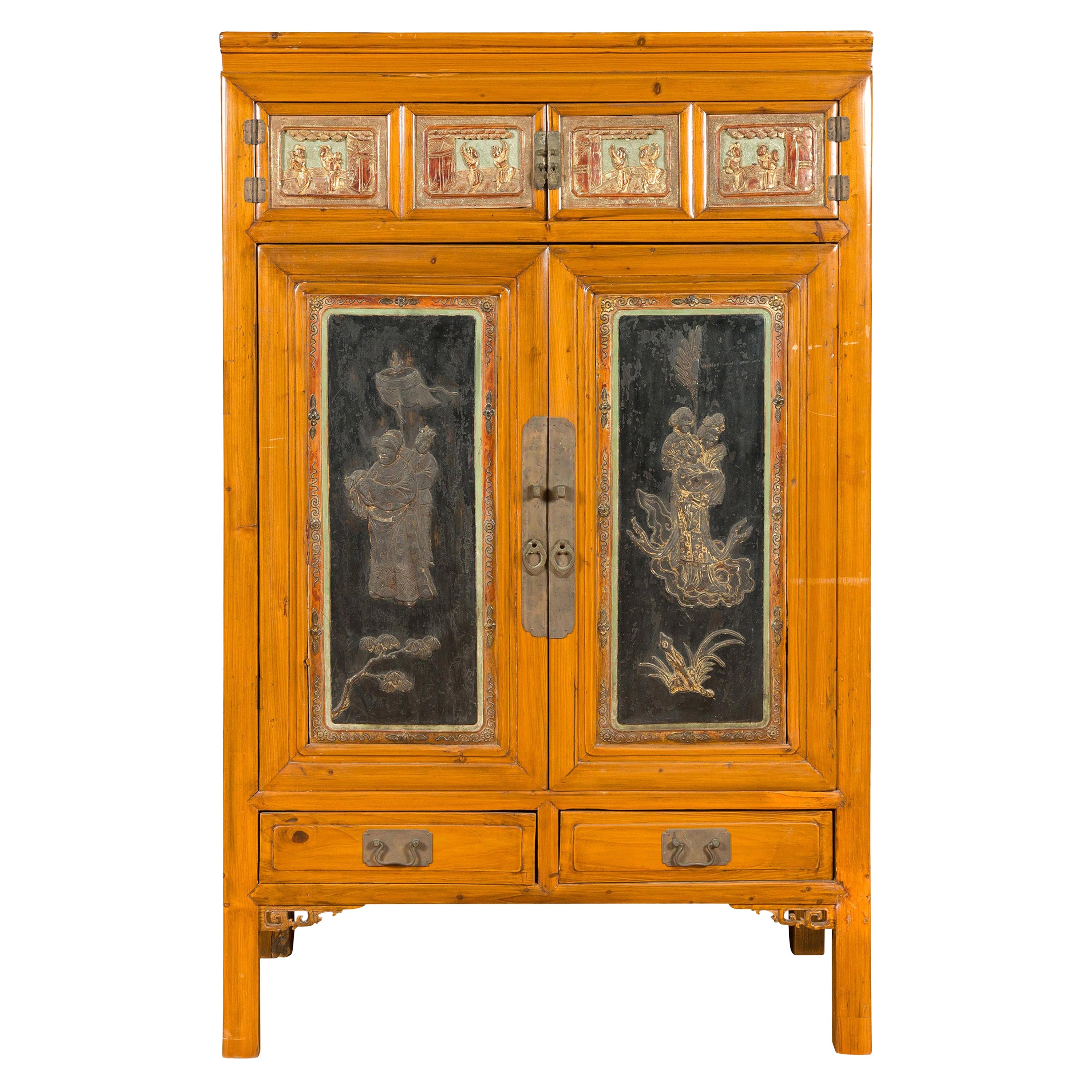 Gabinete de la dinastía Qing del siglo XIX con Guanyin y los Inmortales Daoístas