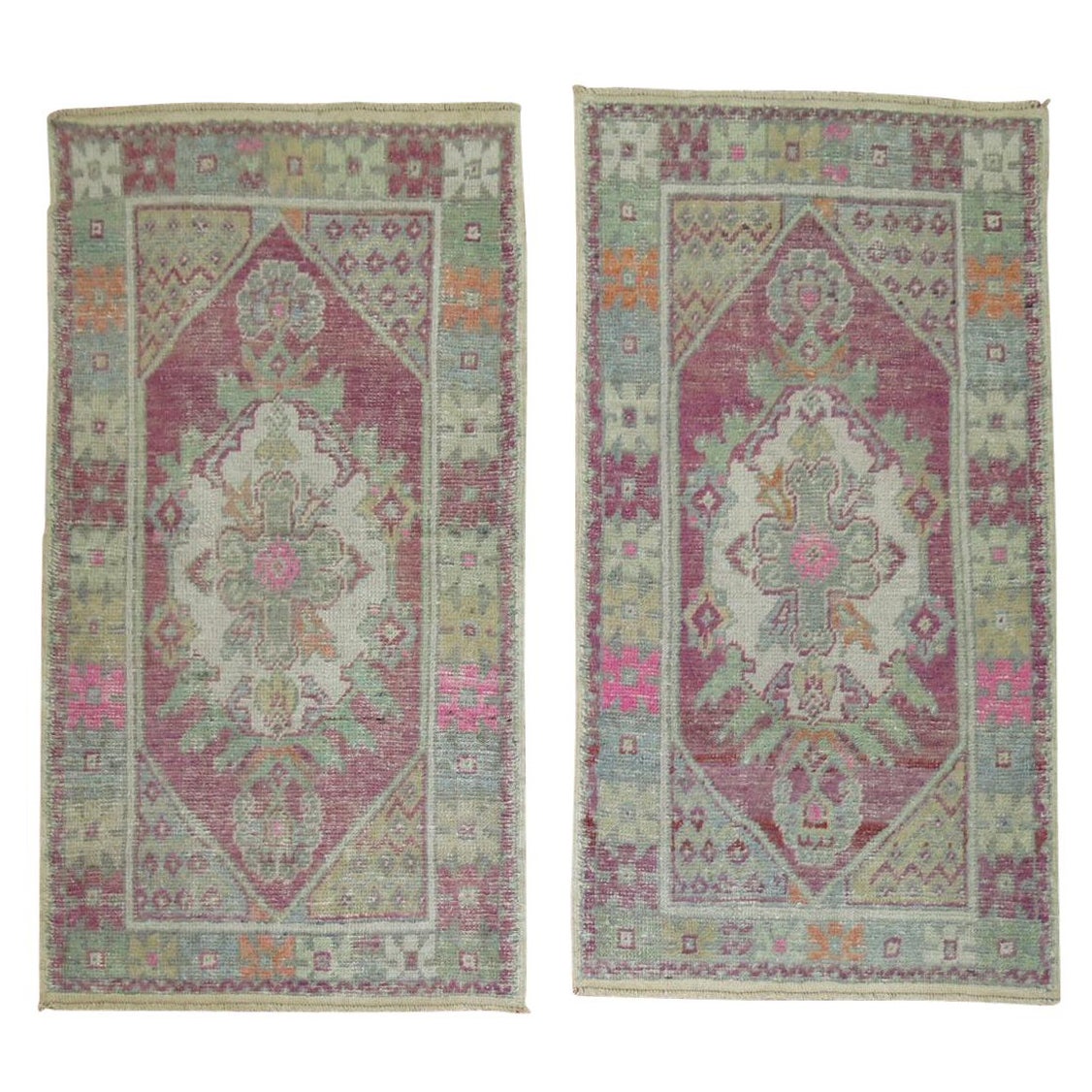 Zabihi Collection Lavender Set of 20th Century Turkish Scatter Size Rugs