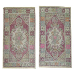 Zabihi Collection Lavender Set of 20th Century Turkish Scatter Size Rugs