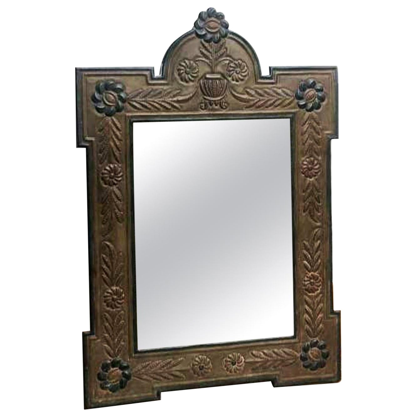 Miroir mural en métal embossé pour intérieur ou extérieur