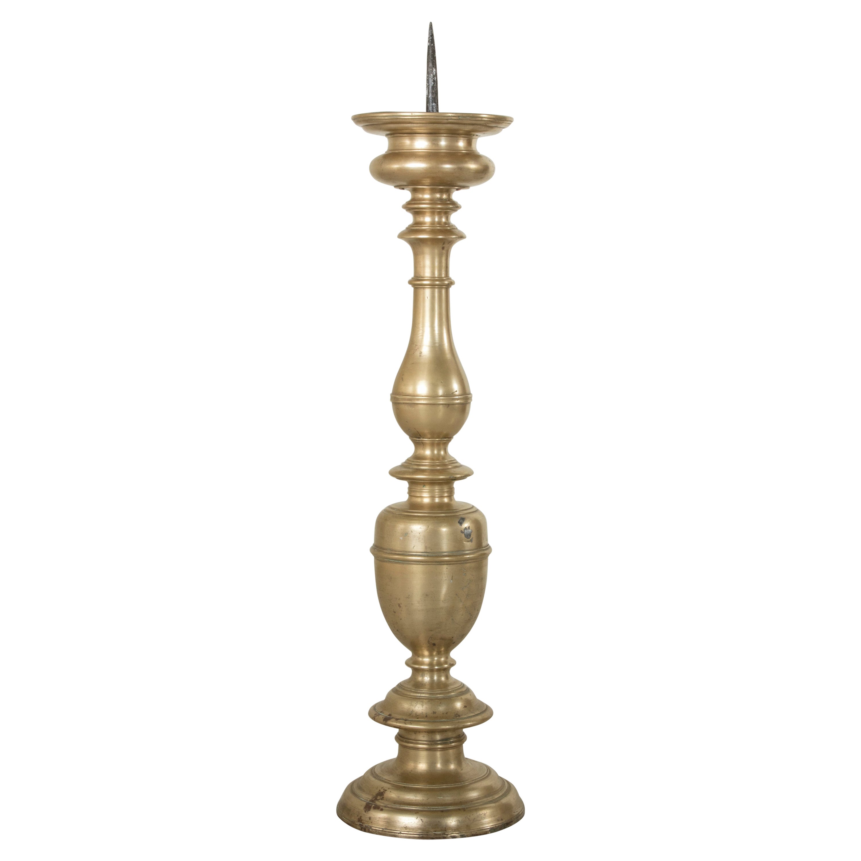 Pair of Brass Church Candle Holders at 1stDibs
