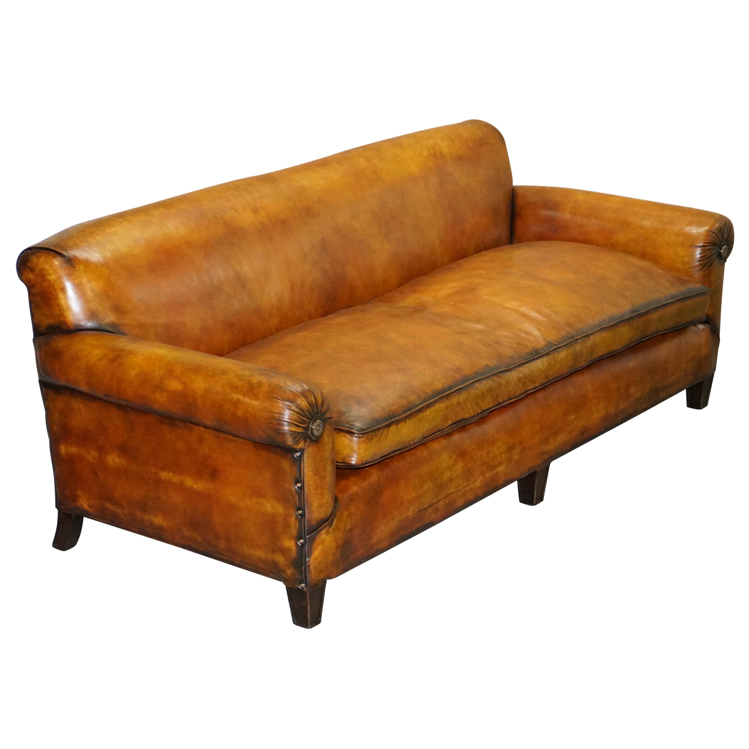 Very Comfortable Ralph Lauren Brown Leather Sofa Feather Cushions For