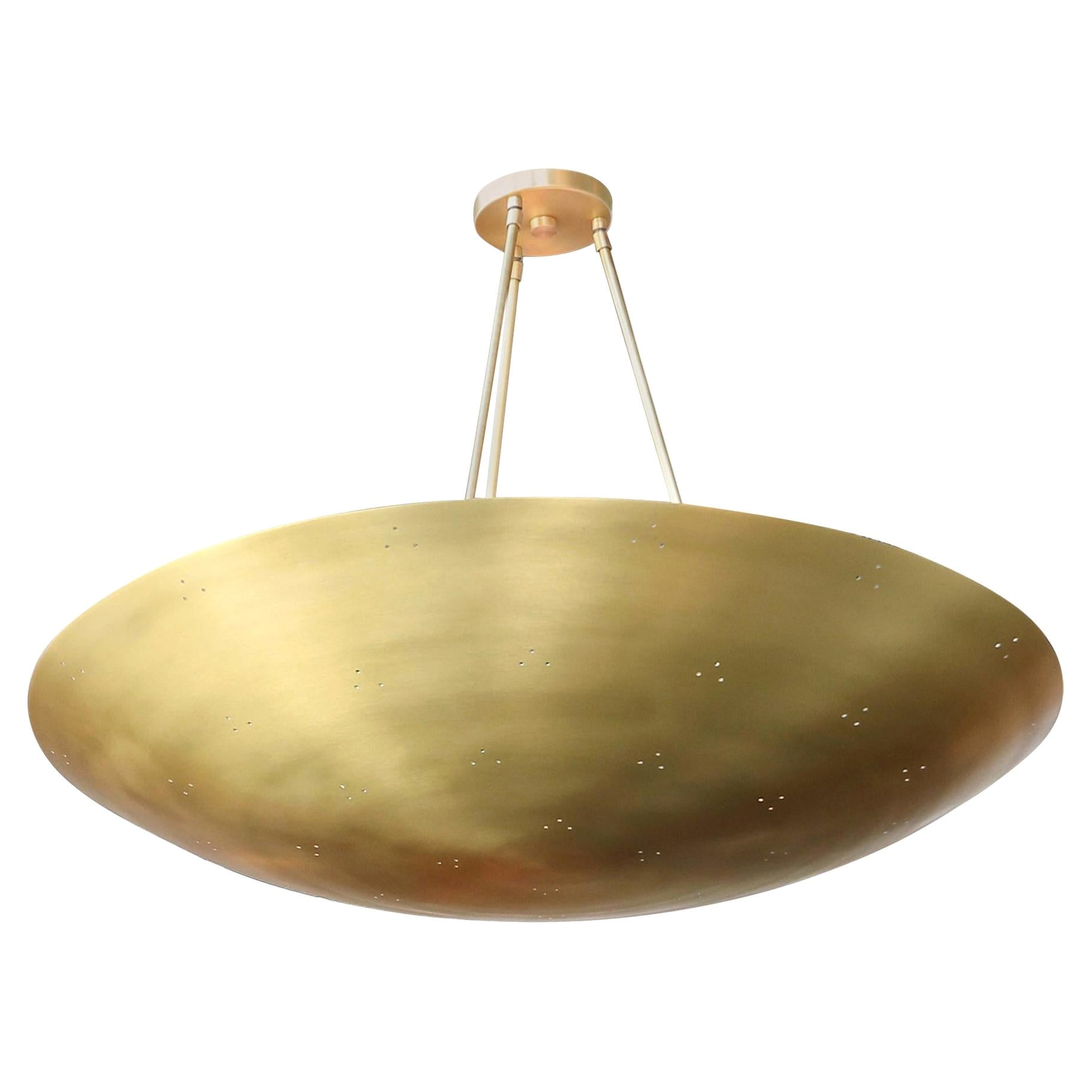 Custom Perforated Brass Metal Conical / Convex Pendant Chandelier For Sale