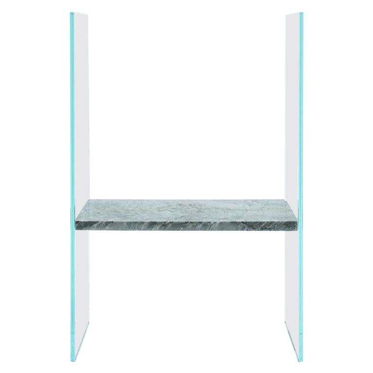 Claste For the Love of Solitude Small Chair in Glass with Sea Pearl Marble For Sale