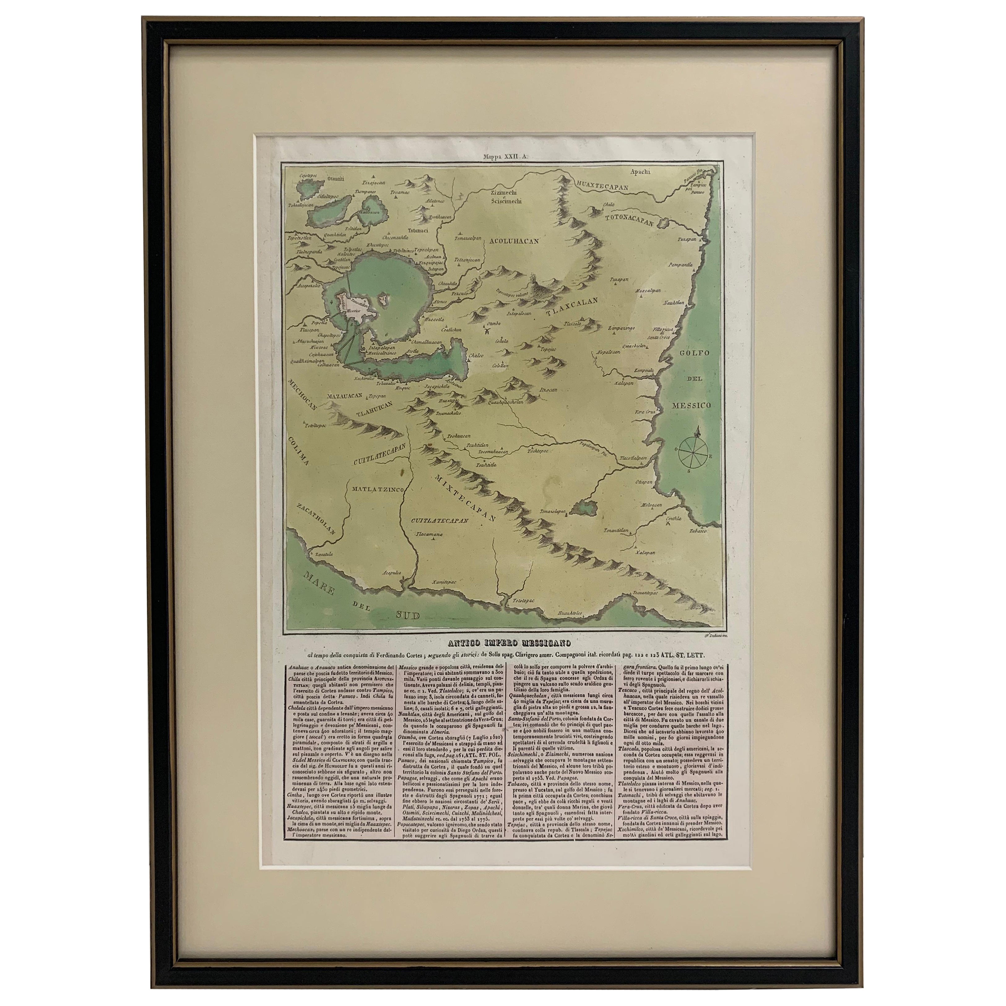 1826 Antigo Impero Messicano Mexiko, handkolorierte, gerahmte Karte