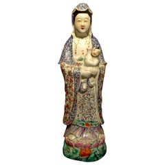 Late 19th-Early 20th Century Chinese Hand Decorated Porcelain Figure