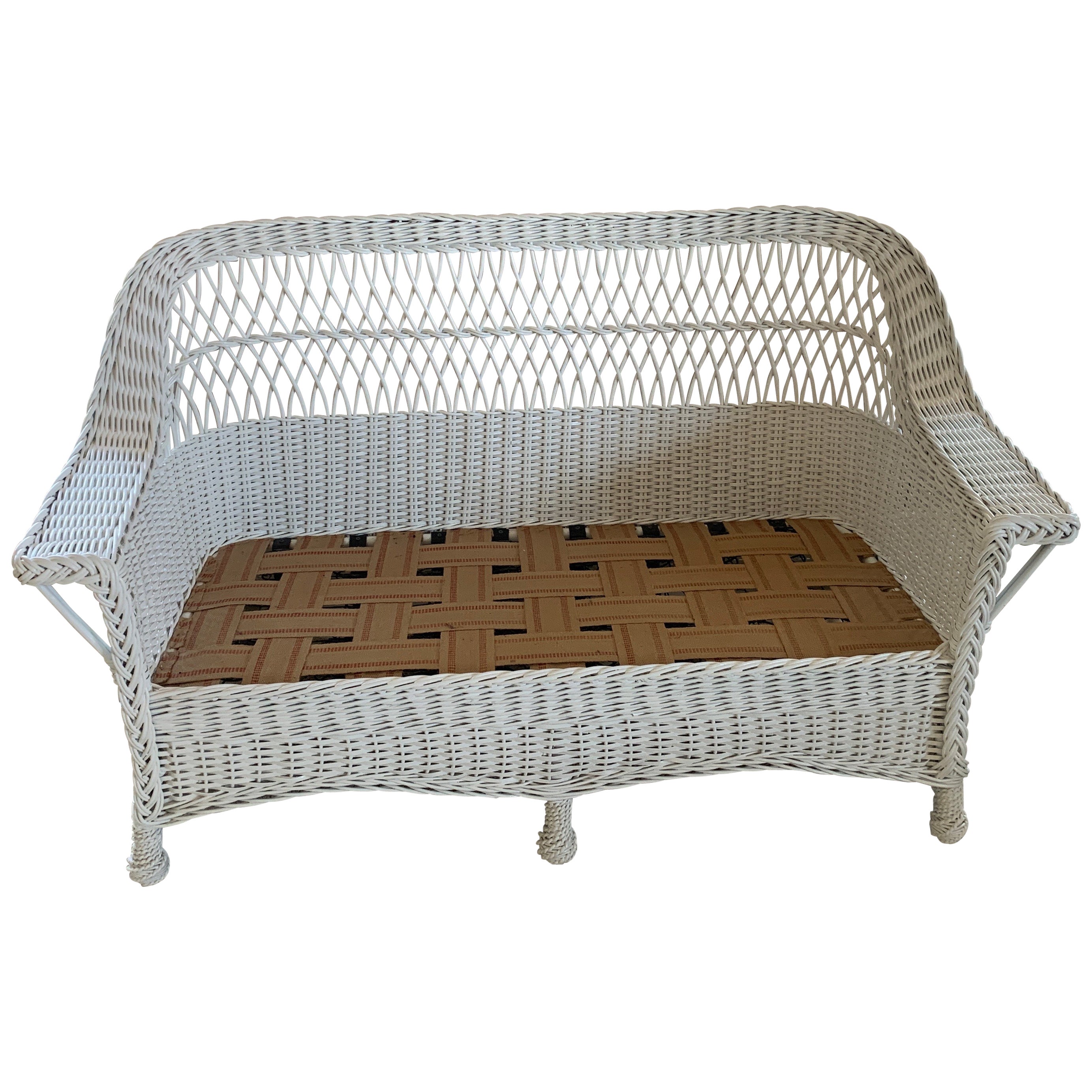 Vintage Wicker Sofa Loveseat at 1stDibs