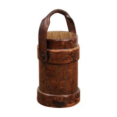 Antique British Royal Navy Leather Cordite Bucket with BH & G Ltd Stamp on the Underside