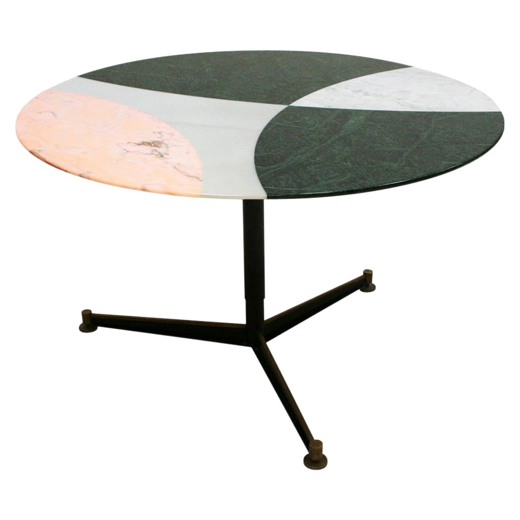 L.A. Studio Contemporary Modern Marble Circular Dining Table For Sale