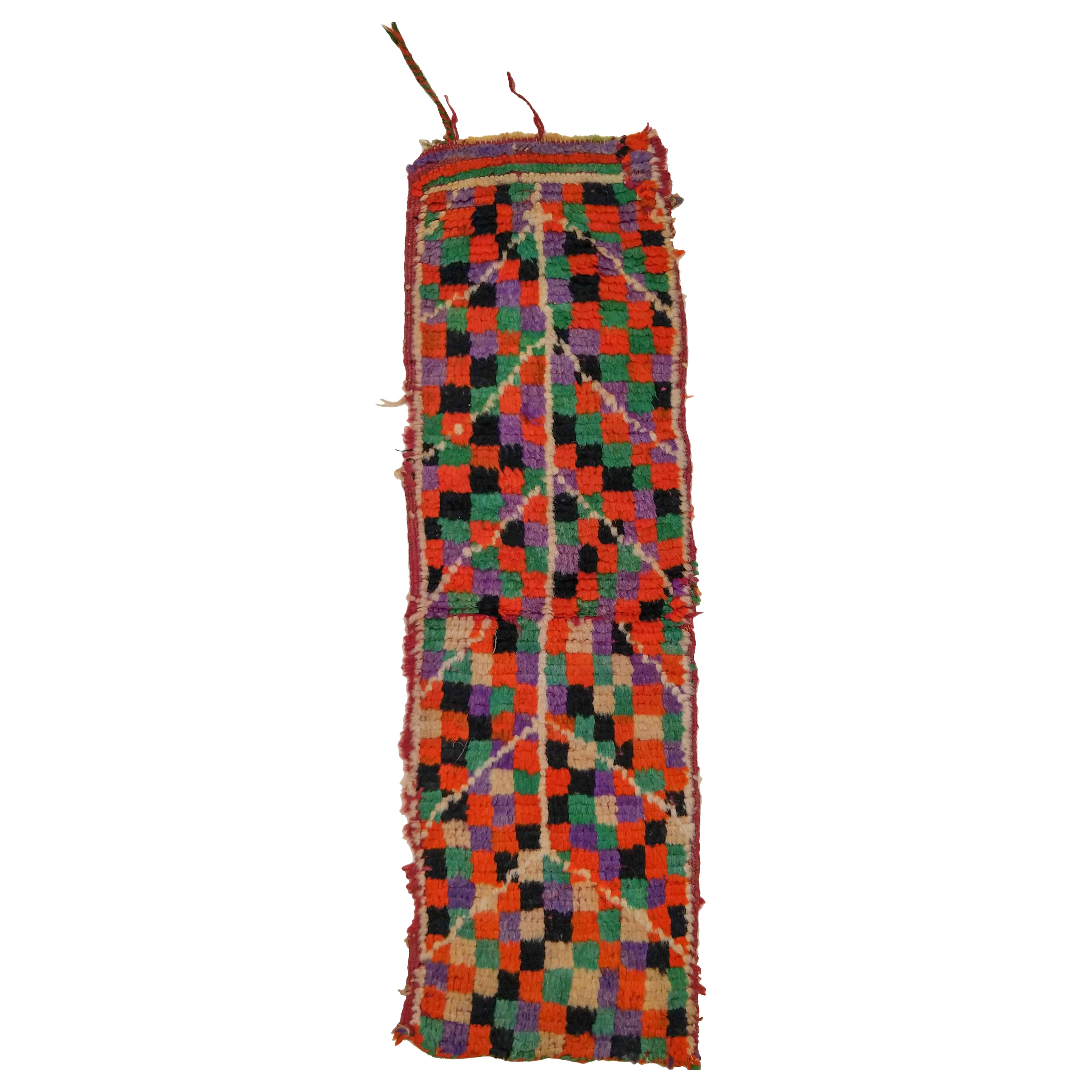 Charmant vieux tapis berbère marocain miniature à motif géométrique abstrait