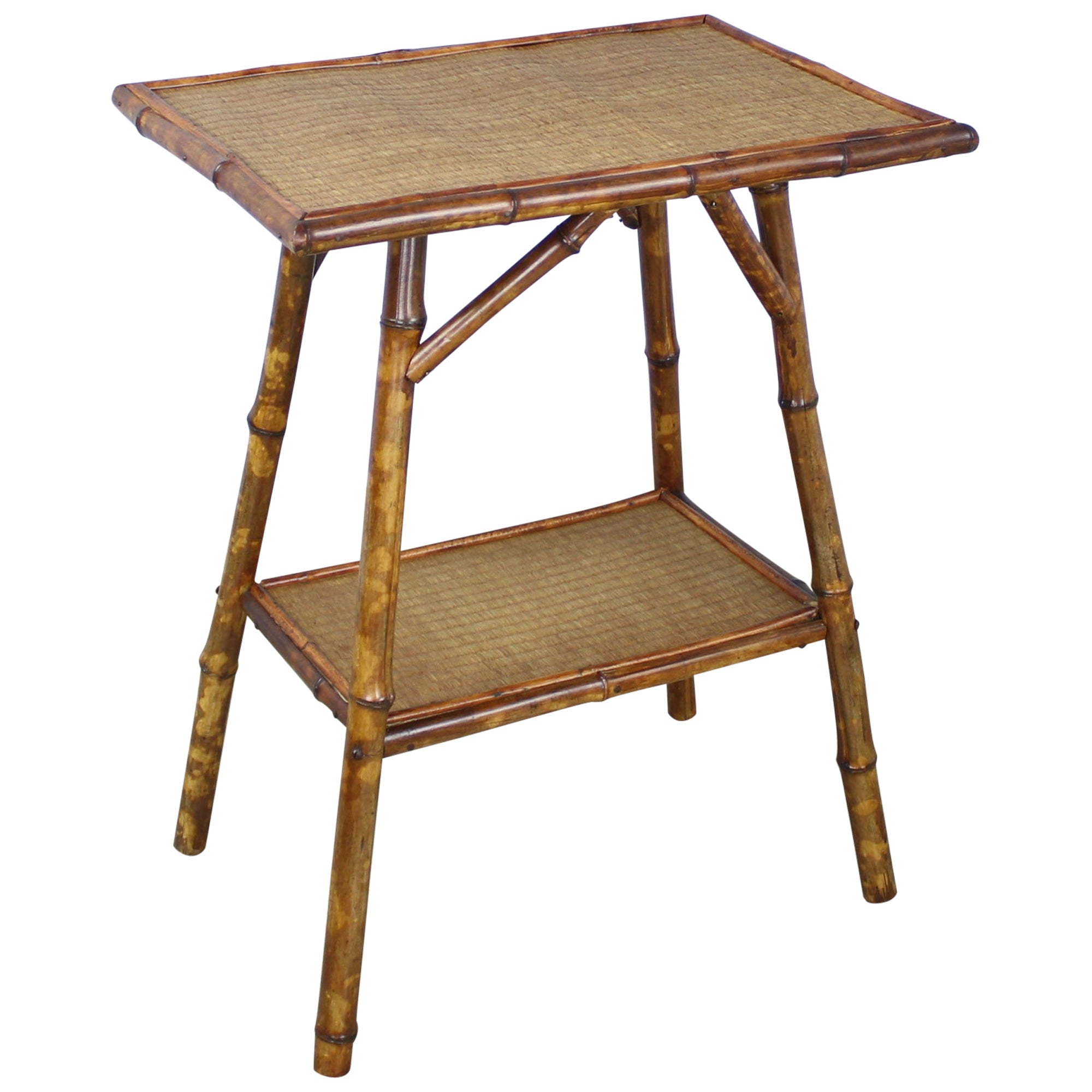 Antique English Bamboo Side Table/Sewing Box For Sale at 1stDibs