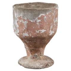 Early American Concrete Footed Urn 