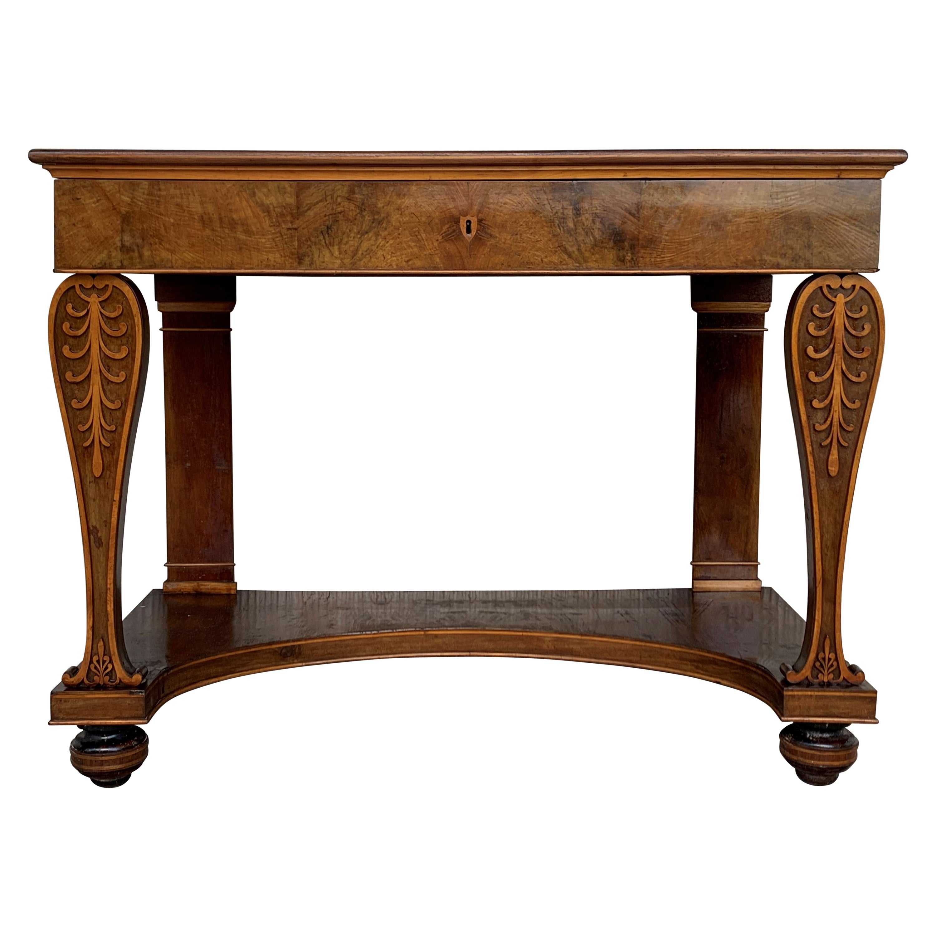19th French Three Drawers Console Table with Top Marble For Sale at 1stDibs