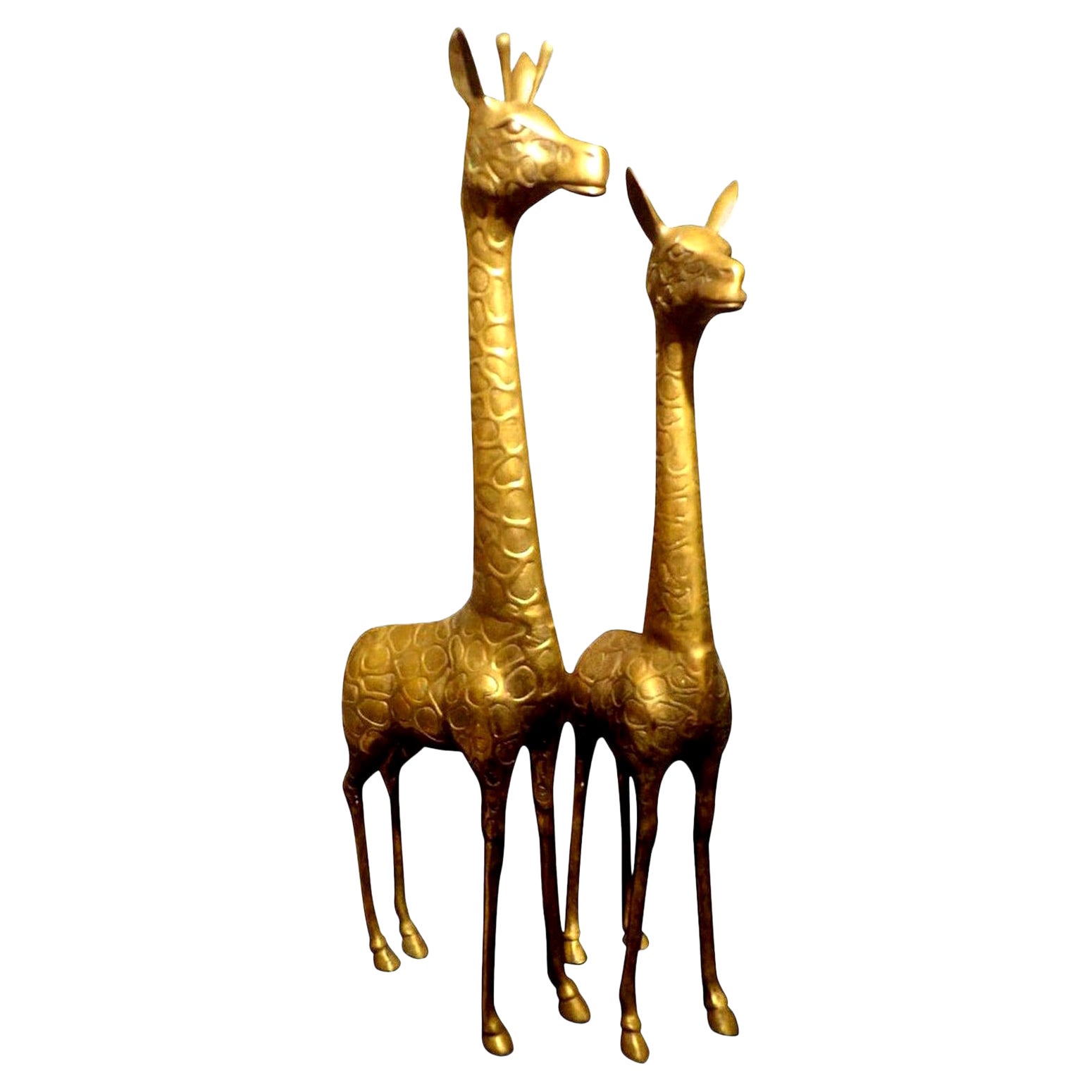 Pair of Tall Vintage Brass Giraffe Sculptures at 1stDibs | brass