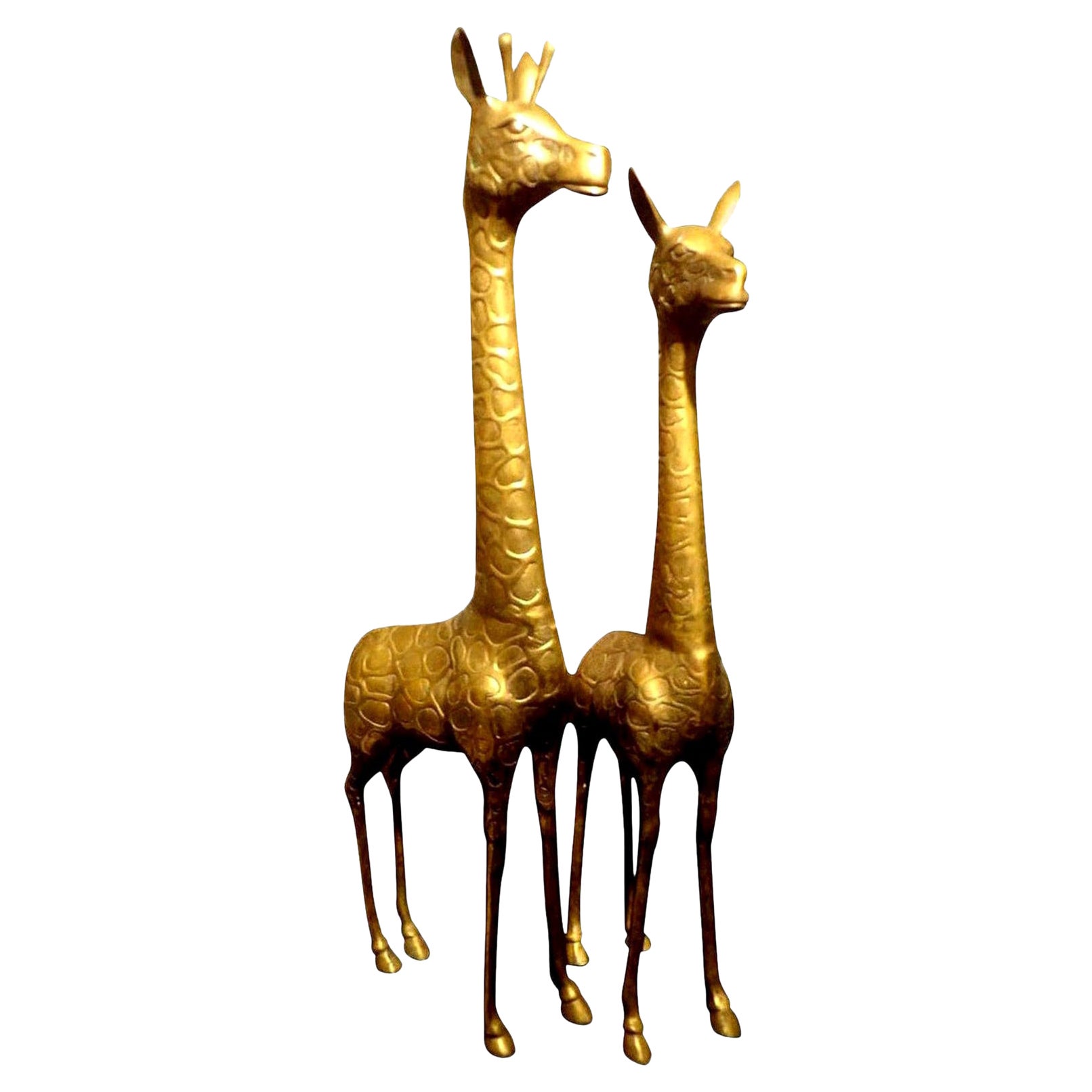Pair of Hollywood Regency Brass Giraffes For Sale