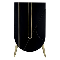 Modern Saqris Bar Cabinet, Black and Brass, Handmade in Portugal by Greenapple