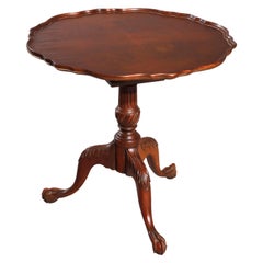 Vintage Chippendale Style Carved Mahogany Pie Crust Tea Table, c1940