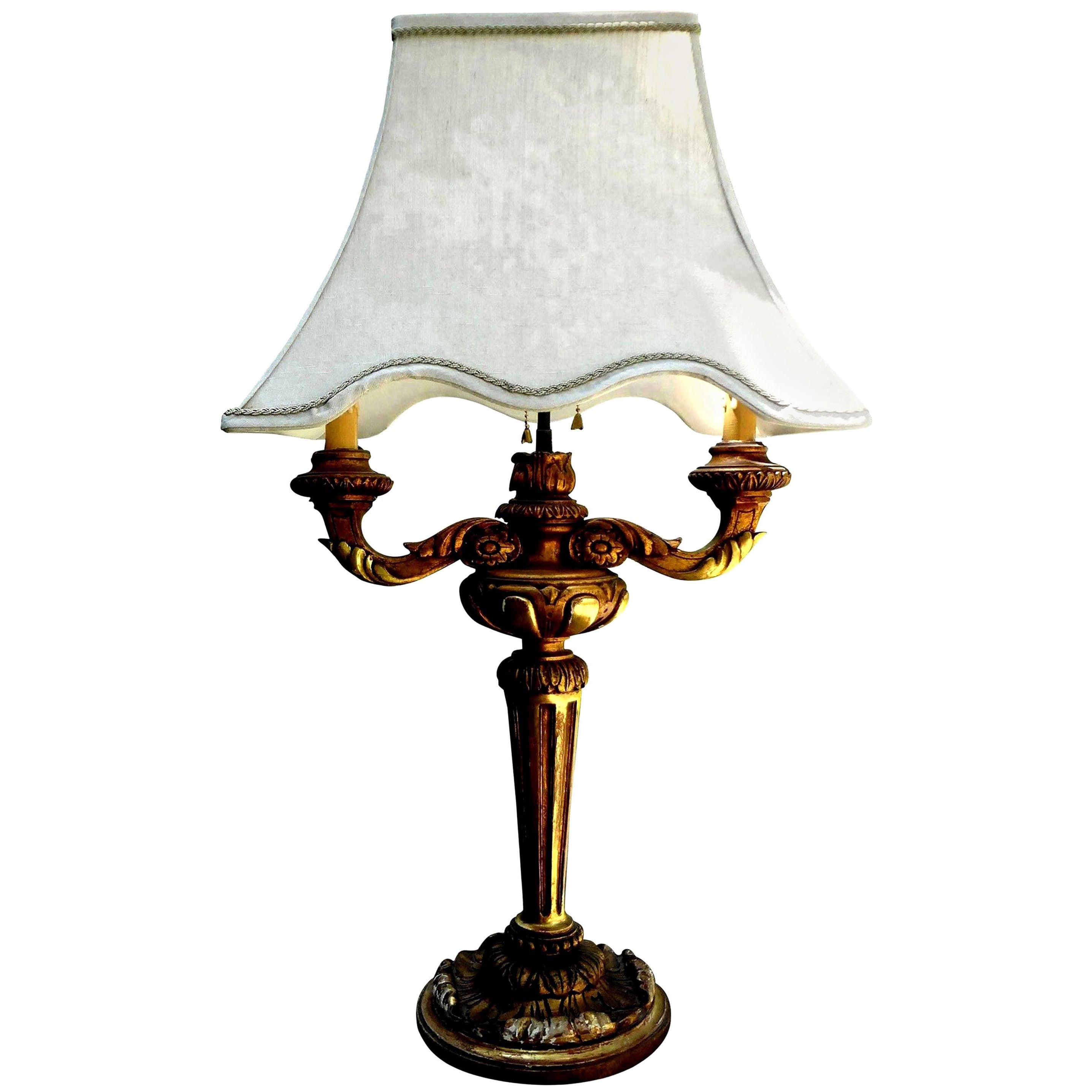 Lampe italienne d'antiquités en bois doré