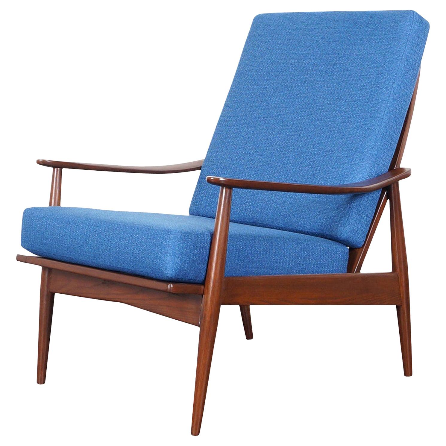 Mid-Century Modern Walnut High Back Lounge Chair
