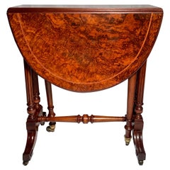 Antique English Burl Walnut Miniature Sutherland Table