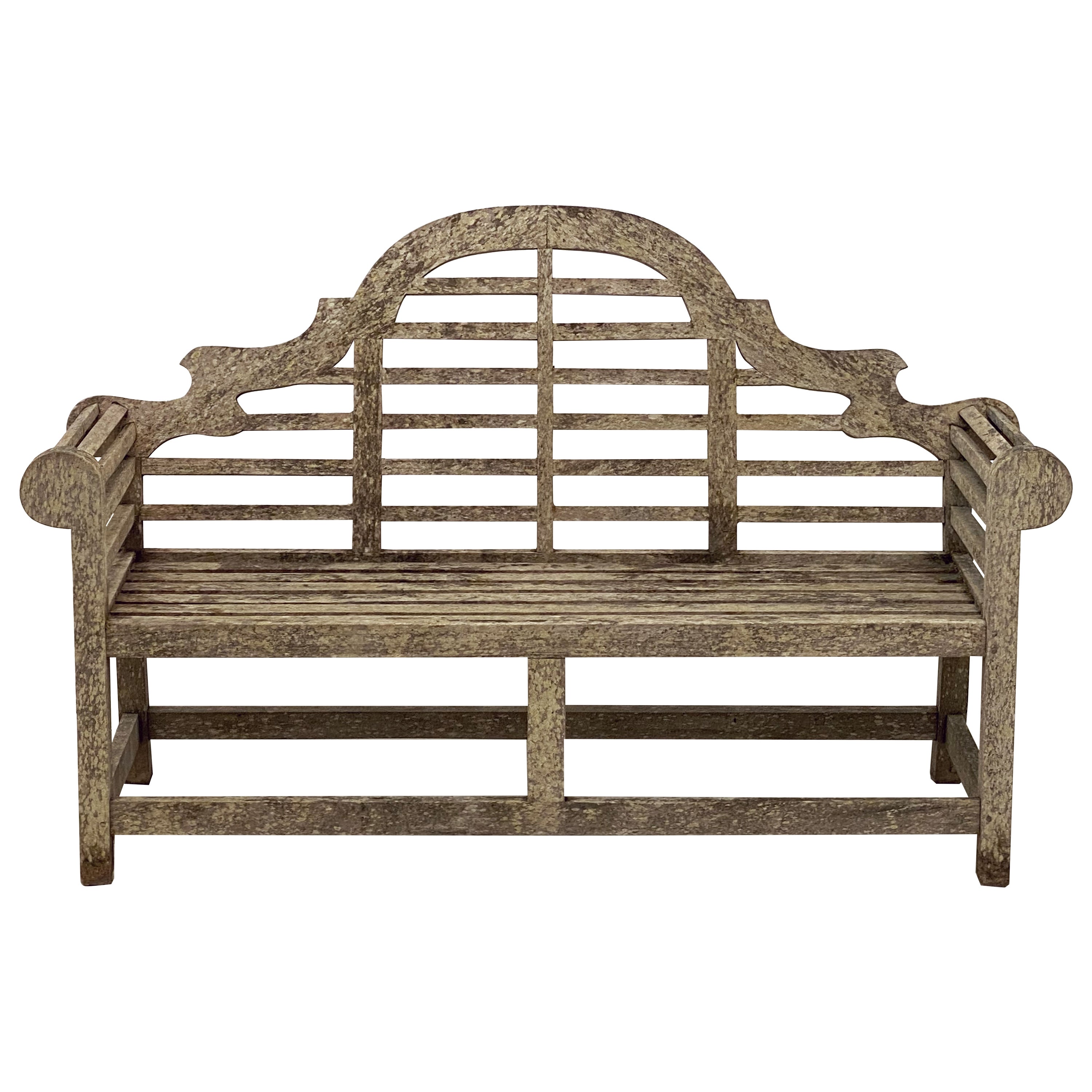 Long Silvered English LutyensStyle Bench in Teak For Sale at 1stDibs