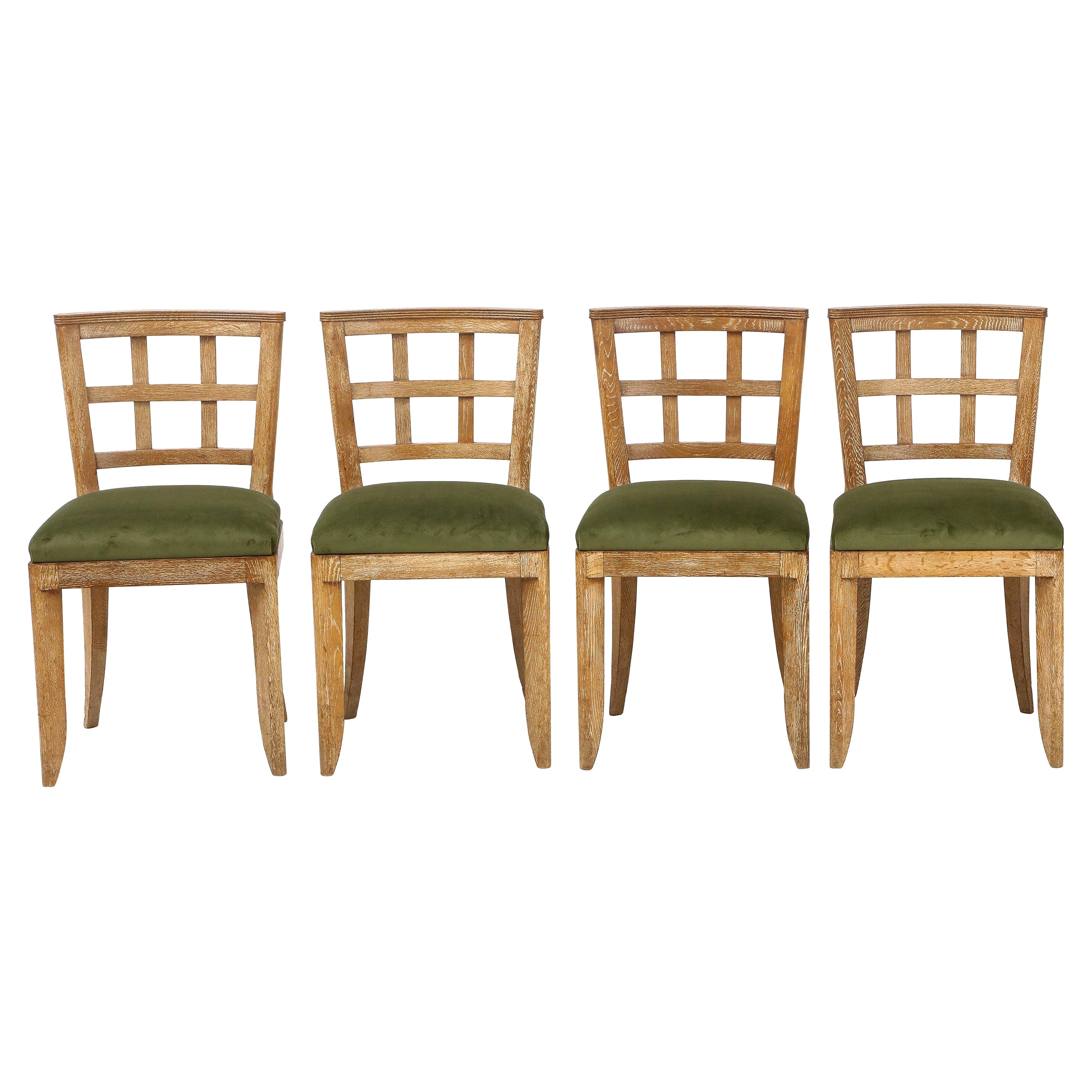Set of 6 French MidCentury Oak Dining Chairs by Roset For Sale at 1stDibs