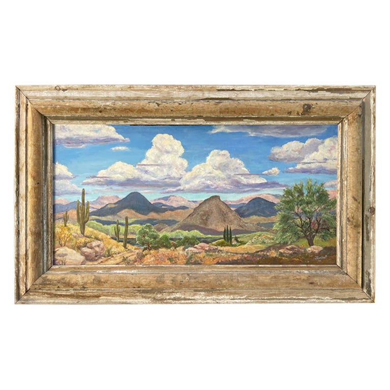 Grande peinture de paysage du sud-ouest du désert signée