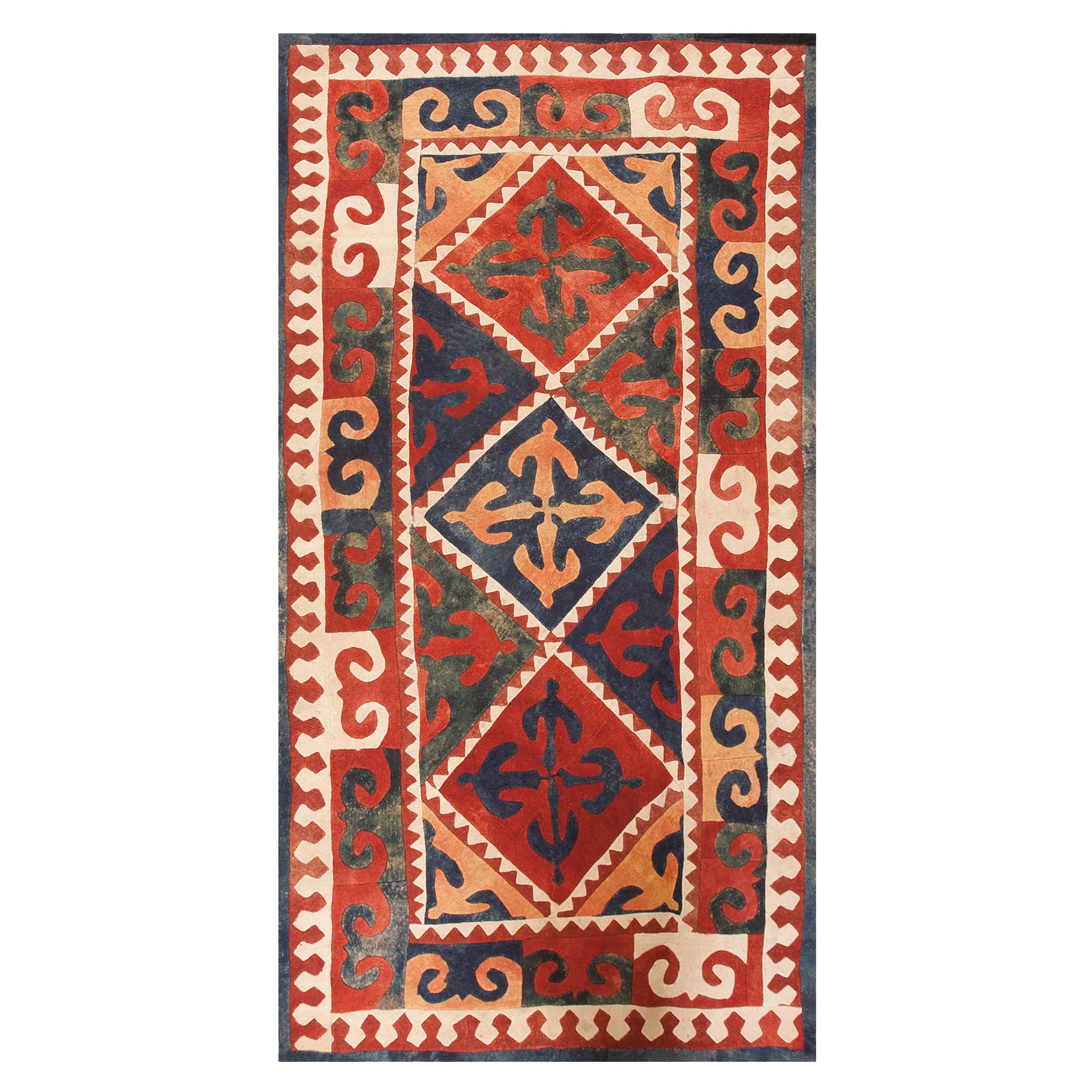 Late 19th Century Kirghiz Felt Shyrdak Carpet ( 6' x 12' - 188 x 365 ) For Sale