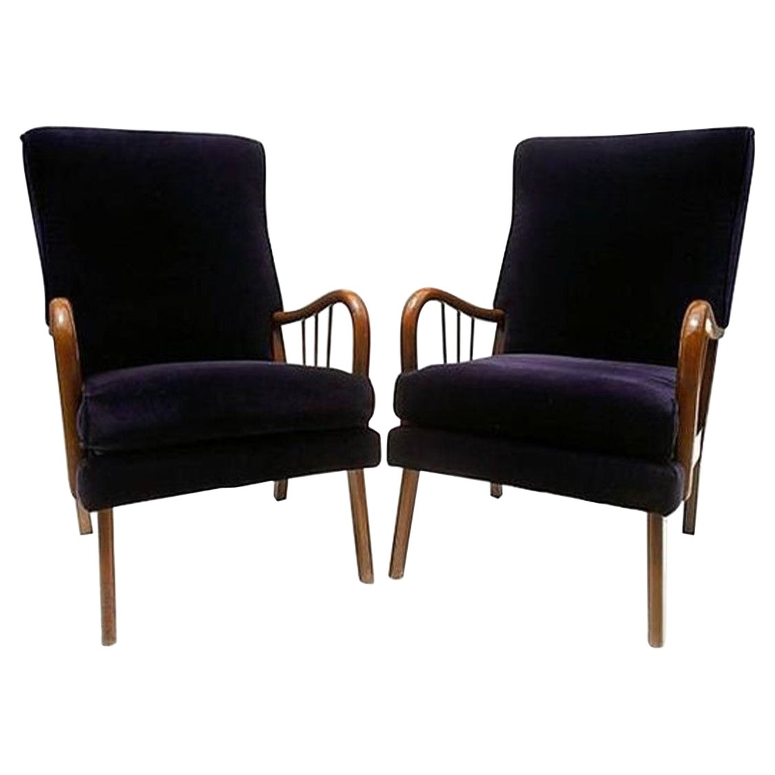 1950's Paolo Buffa Style Midcentury Italian Lounge Chairs