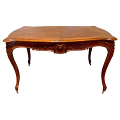 Antique French Carved Walnut Library Table