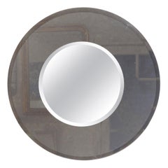 Large Italian Fontana Arte Style Round Beveled Mirror
