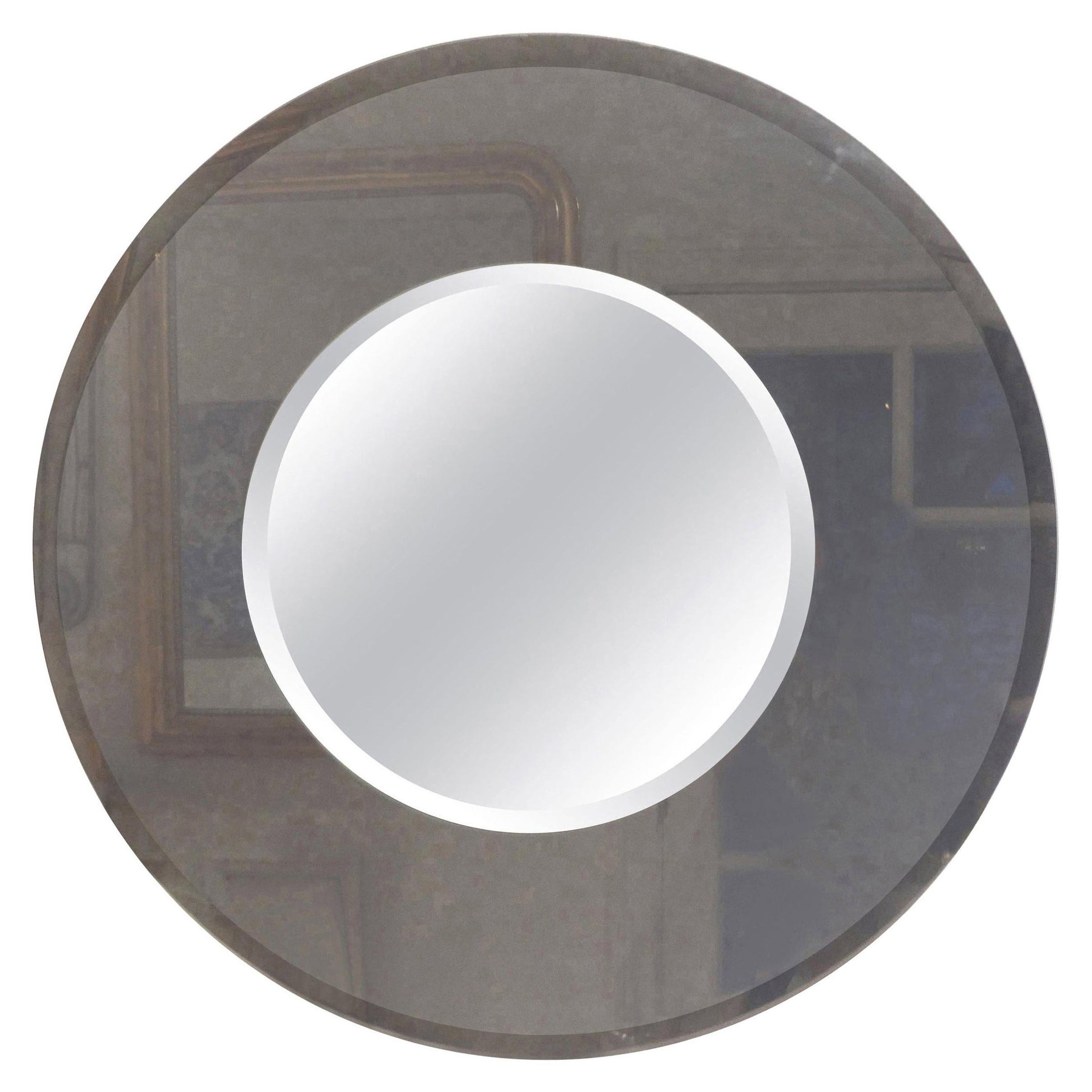 Large Italian Fontana Arte Style Round Beveled Mirror
