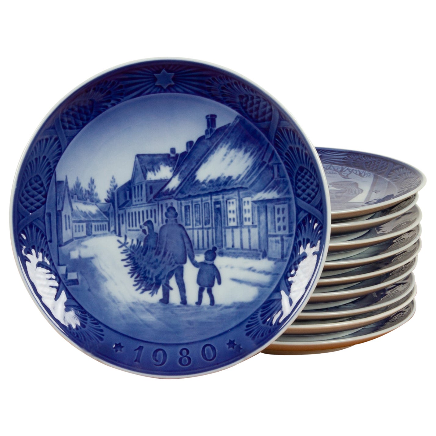 Vintage Danish Christmas Plates, Set of 16 For Sale at 1stDibs